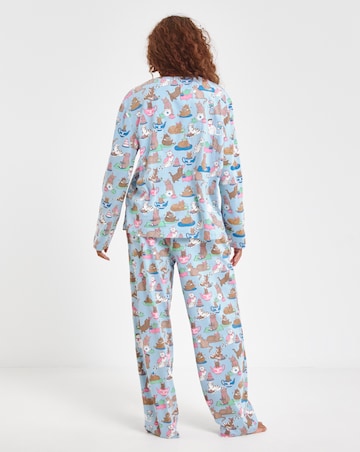 Chelsea Peers Jersey Cats Tea Party Print Crew Pyjama Set