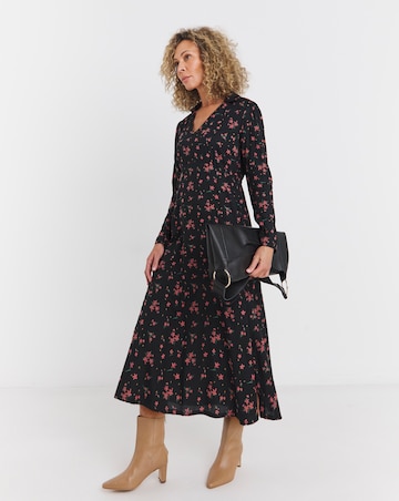 Viscose Midi Shirt Dress with Collar