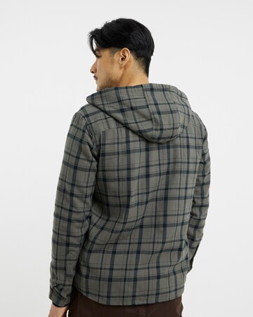 Cotton Hooded Flannel Check Shirt Long