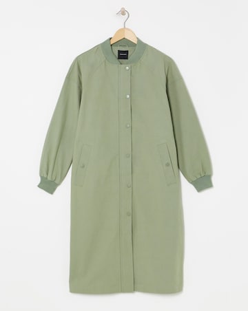 Khaki Longline Bomber Jacket