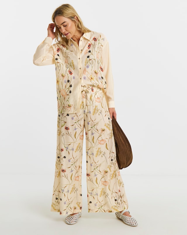 JDY Ace Life Mid Waist Floral Print Palazzo Trouser