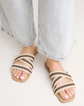 Mabel Crossover Strap Flat Mule Sandals Extra Wide EEE Fit