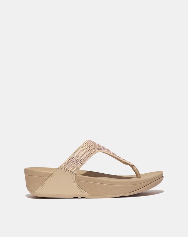 Fit Flop Beige Lulu Crystal Toe-Post Sandals -Standard Fit (D)