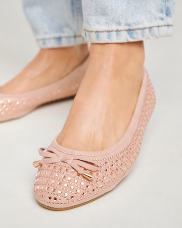 Charlize Embellished Ballerina Shoes Wide E Fit Simply Comfort
