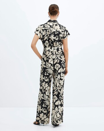 Mango Printed Jumpsuit with Tie Detail