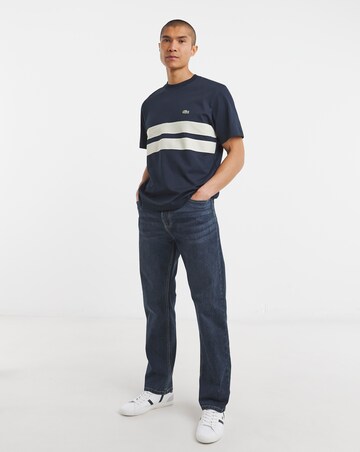 Lacoste Short Sleeve Tennis Chest Stripe T-Shirt - Navy