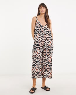 Wide Leg Strappy Culotte Jumpsuit