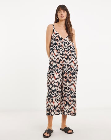 Wide Leg Strappy Culotte Jumpsuit