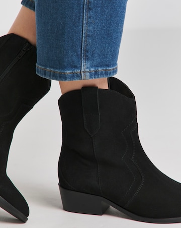 Myra Classic Suede Western Ankle Boot - Extra Wide Fit (EEE)