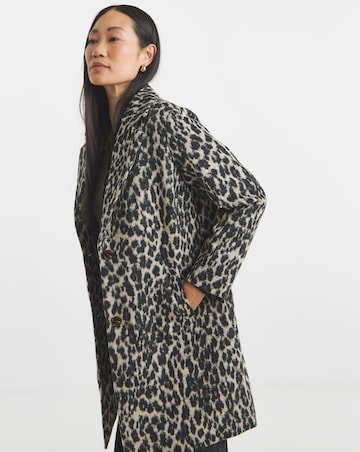 Animal Print Single Breasted Lined Coat
