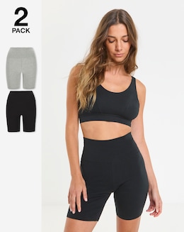 Pretty Secrets (2 Pack) Cotton Comfort Shorts Black/Grey