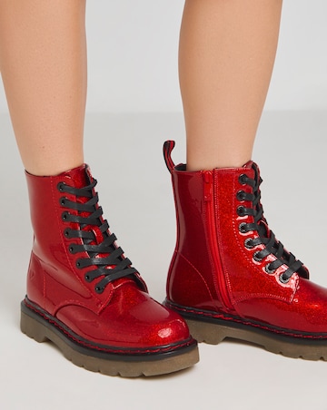 Heavenly Feet Justina Lace Up Chunky Boot Wide E Fit