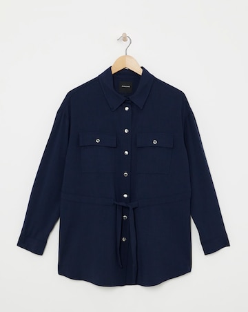 Deep Navy Tie Waist Overshirt