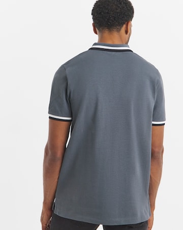 Tipped Pique Polo Long- Dark Grey