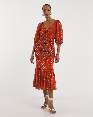 Joanna Hope Metallic Dobby Printed Maxi Dress