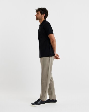 Folio Mercerised Supima Zip Neck Polo-Black