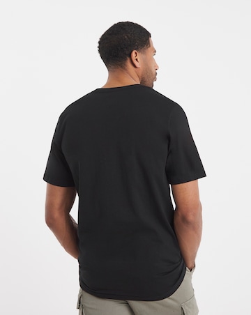 Pure Cotton V Neck T-Shirt Extra Long- Black