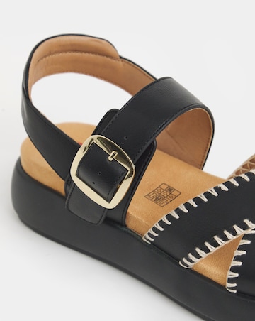 Heavenly Feet Dina Stitch Detail Buckle Sandals - Wide Fit (E)