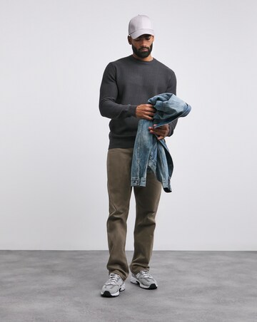 Soft Touch Charcoal Grid Crew Neck Jumper with Ecovero