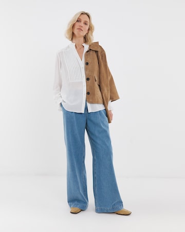 Tux Detail Frill Sleeve Blouse