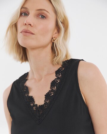 Black Lace Trim Vest