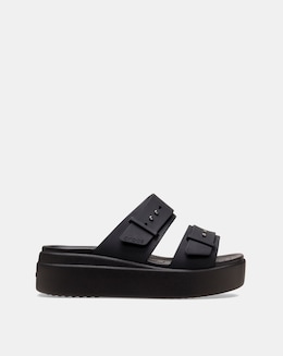 Crocs Black Brooklyn Low Wedge Slider Sandals