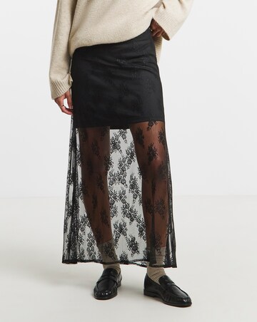 Simply Be Black Lace Full Maxi Skirt