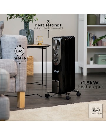 Russell Hobbs RHOFR5001B 2kW Black Oil Filled Radiator