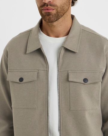 Folio Interlock Zip Shacket - Stone Marl