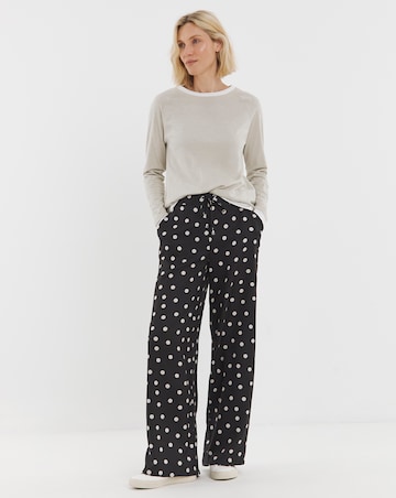 Spot Print Textured Wide Leg Trouser
