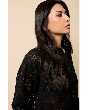Little Mistress Black Lace Shirt