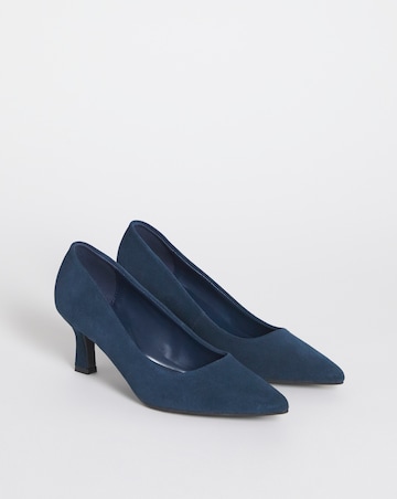 Heavenly Soles Kirsten Suede Pointed Toe Court Shoes - Extra Wide Fit (EEE)