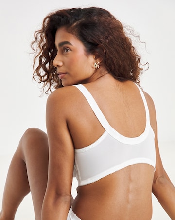 Pretty Secrets Dotty Front Fastening White Midi Bra (B-DD) White