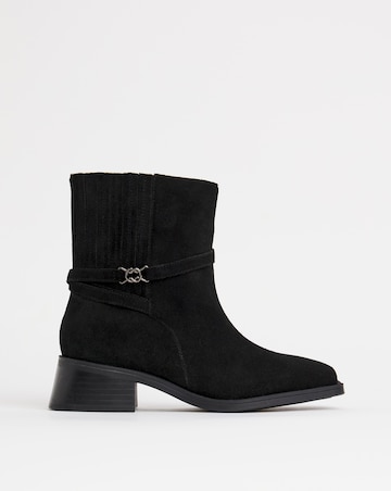 Heavenly Soles Phoenix Suede Square Toe Boots With Gusset - Extra Wide Fit (EEE)