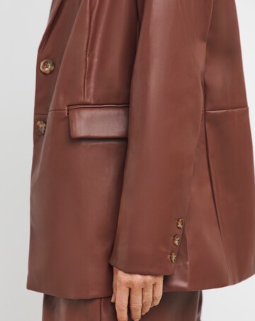 Faux Leather Single Breasted Blazer