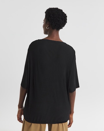 Angel Sleeve Bubble Hem Textured Top