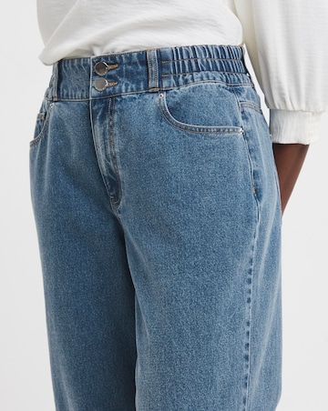 Authentic Blue Elasticated Wide Leg Jeans