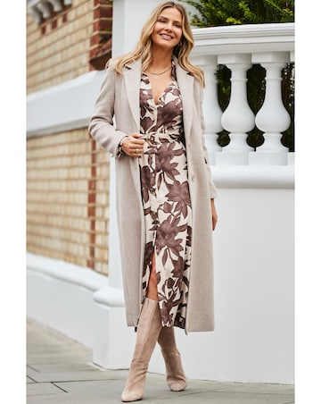 Sosandar Floral Satin Midaxi Shirt Dress