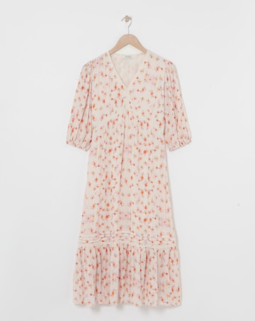 Crinkle Tea Dress With Crochet Trim