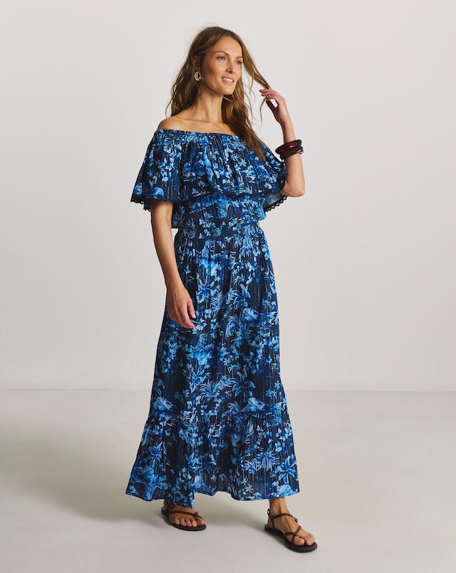 Figleaves Lisbon Bardot Maxi Beach Dress