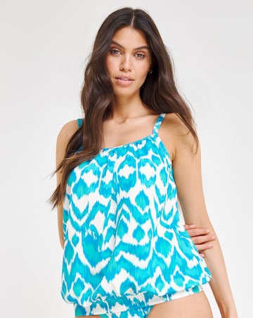 JD Williams Ikat Print Blouson Tankini Top