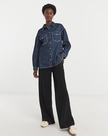 Pure Cotton Dark Blue Relaxed Denim Shirt