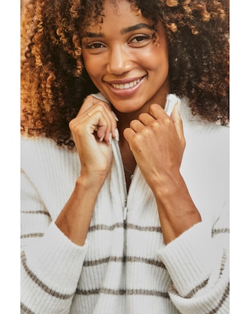 Sosandar Stripe Zip Collar Jumper