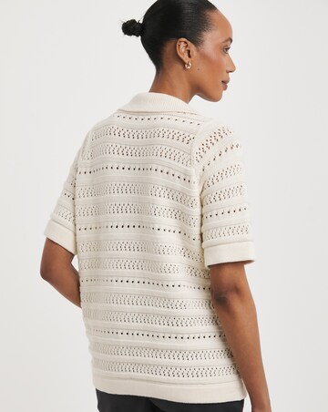 Crochet Collar Short Sleeve Jumper