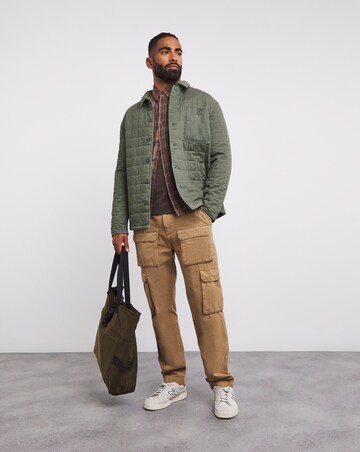 Khaki Cotton Quilted Shacket