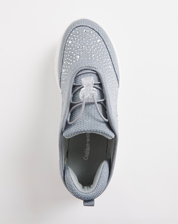 Cushion Walk Grey Glitter Crystal Toggle Trainers- Extra Wide Fit (EEE)