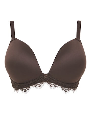 Figleaves Smoothing Non Wired Padded Bra With Lace Detail B-G - Black