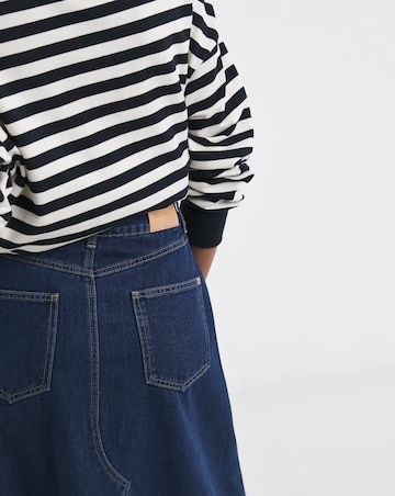 Pure Cotton Raw Edge A Line Denim Skirt