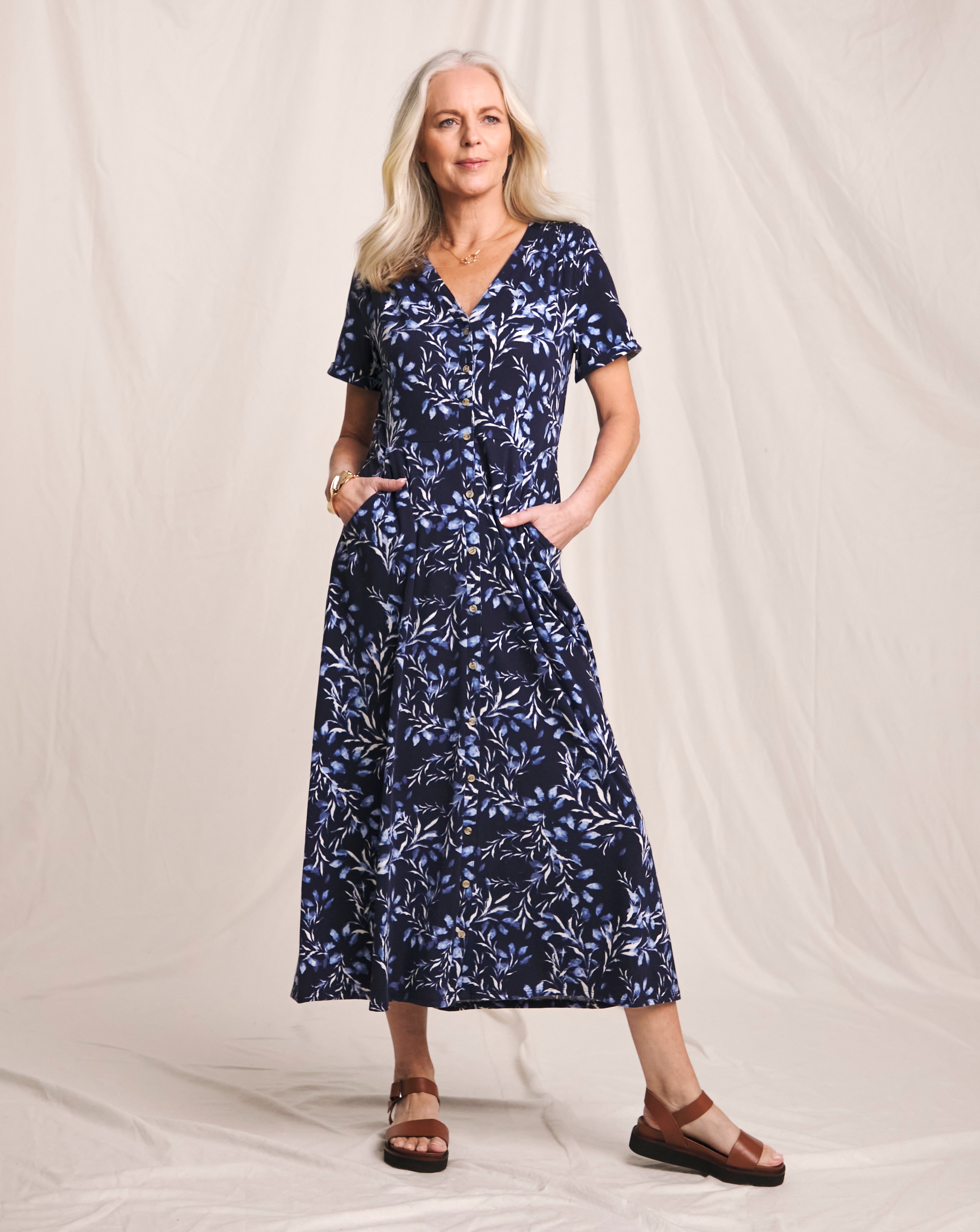 Julipa Shirred Shoulder Jersey Midi Dress