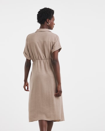 Textured Fabric Short Sleeve Wrap Dress